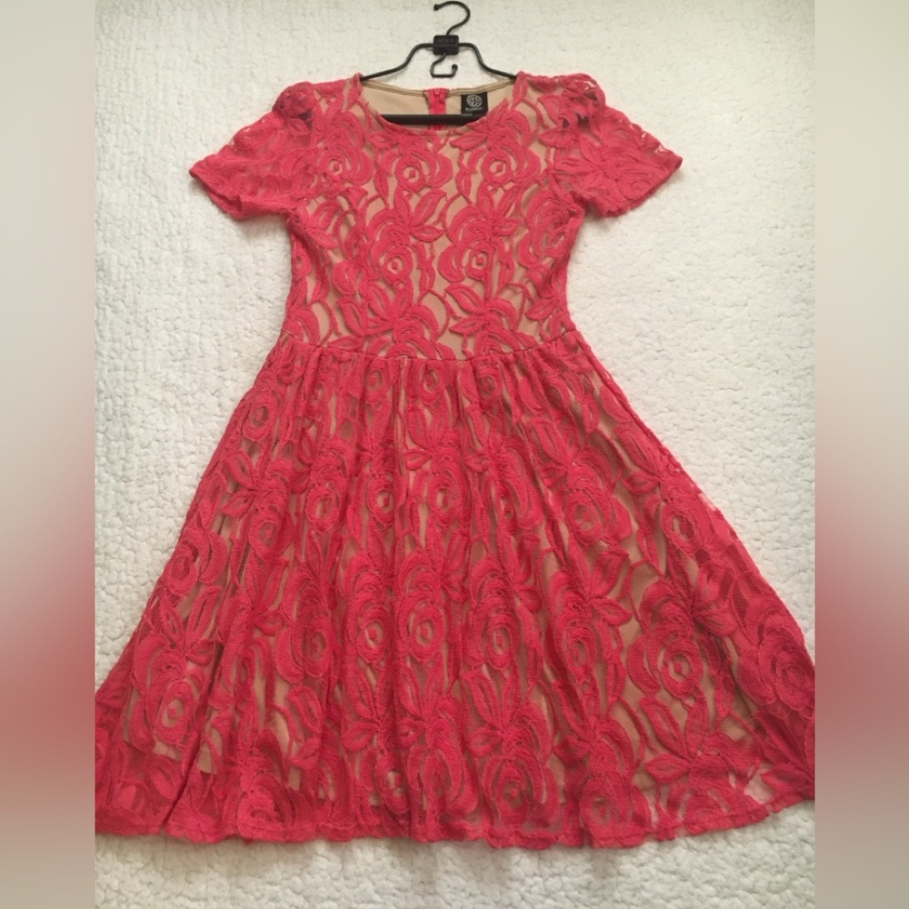 Bobeau Vibrant Pink Lace Dress